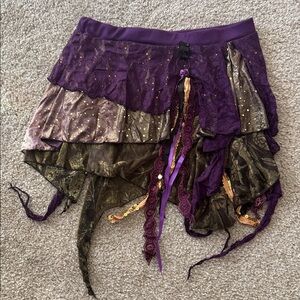Purple & Gold Fairy Festival Mini Skirt Size Medium w/ Multiple Layers + Fabric